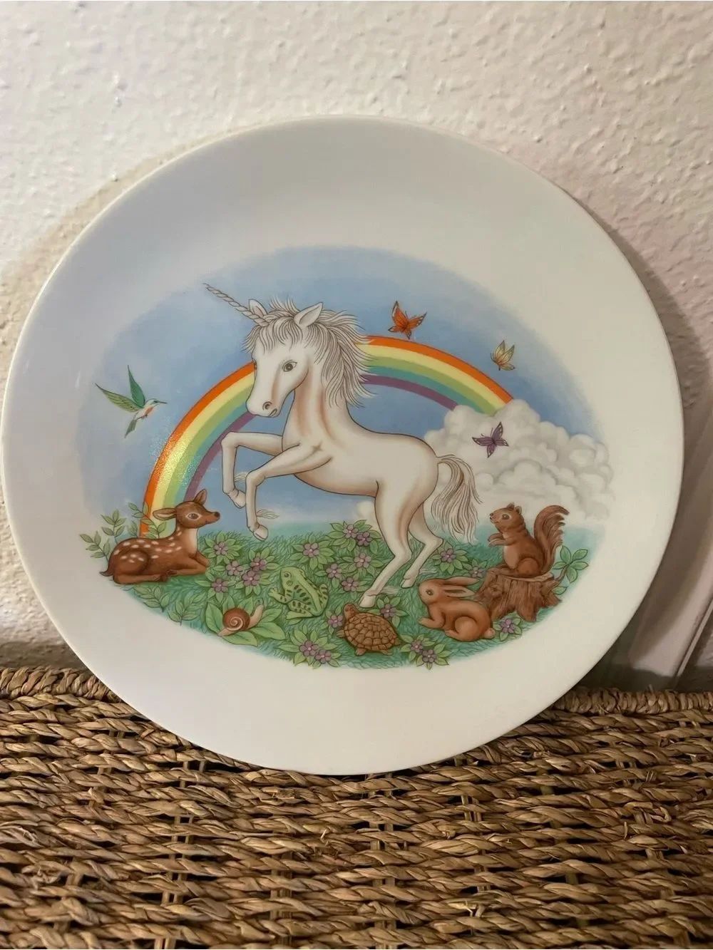 Vintage Papel Rainbow Unicorn Plate Made in the USA